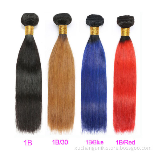 Uniky Indian Human Hair Silky Straight 99J Ombre Color Human Hair Bundles Virgin Remy Red Wine Human Weaving Extension